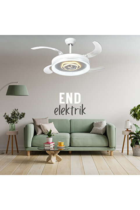 End TAVAN VANTİLATÖRÜ-AYDINLATMALI-3 IŞIK MODU- TUYA SMART TELEFON KONTROL VE KUMANDALI GİZLİ KANAT