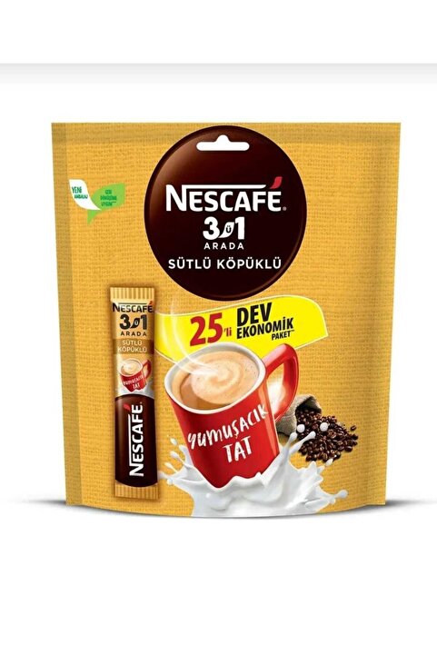 Nescafe Sütlü Köpüklü 3 Ü 1 Arada 17,4 gr X 25 Li Hazır Kahve Ekonomik Paket