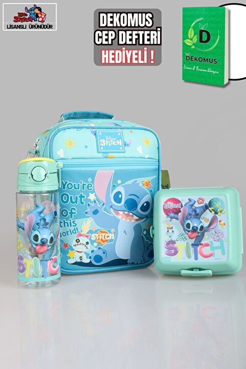 Stitch DEKOMUS İLE LİSANSLI STITCH"GALAXY POP KOLEKSİYONU" TERMOSLU BESLENME ÇANTASI,MATARA