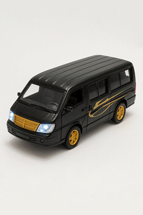 farddad Çek Bırak Minibüs Oyuncak | Metal Sprinter Bus | Sesli Işıklı - Ön Kapılar Açılabilir | Siyah