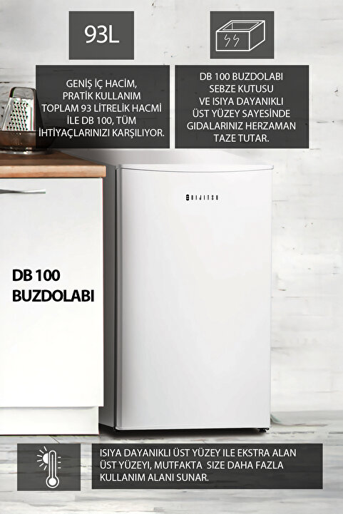 Dijitsu DB100 Mini Buzdolabı A+ 93 l Tezgâh Altı Büro Tipi