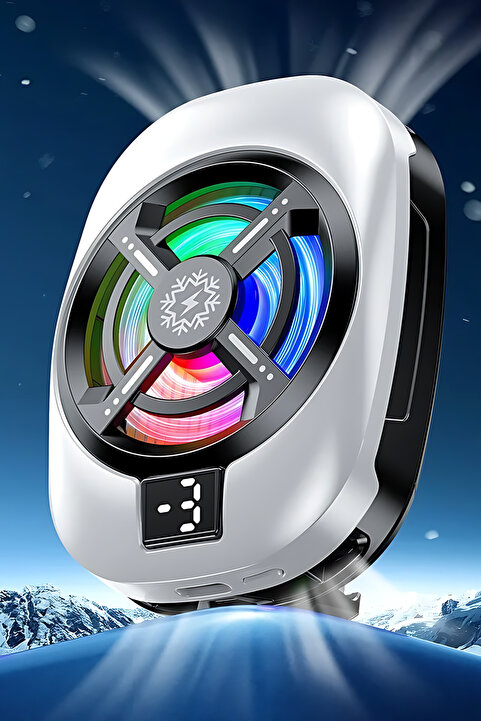 Fibaks Telefon Soğutucu Fan Radyatörlü Aparatlı 15w Power 3 Farklı Derece Ayarlı Rgb Işıklı Beyaz Fan