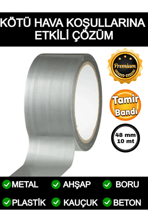Genel Markalar Çok Amaçlı Su Geçirmez Sızdırmaz Izolasyon Gri Tamir Bandı 48 Mm 10 Mt 1 Adet Güçlü Yalıtım Bant Tam