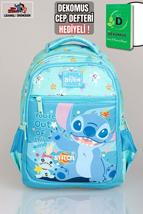 Stitch "DEKOMUS CEP DEFTERİ HEDİYELİ" YENİ SEZON LİSANSLI "GALAXY POP KOLEKSİYONU" İLKOKUL ÇANTASI