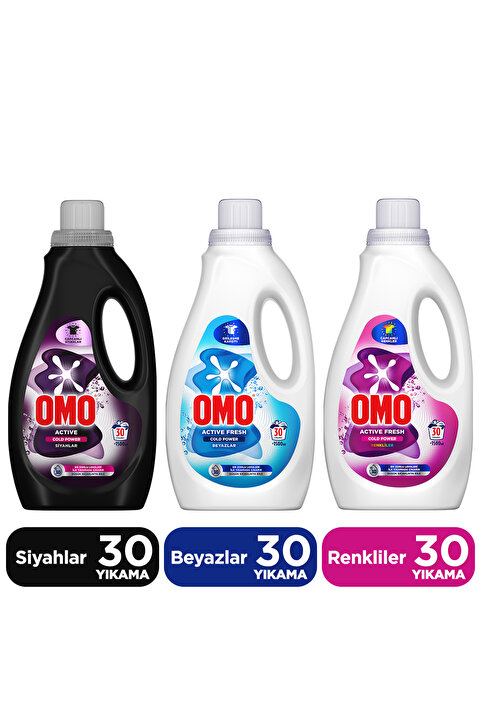 Omo Active Fresh Cold Power Renkliler Sıvı 1500ml x1 Siyahlar 1500ml x1 Beyazlar Sıvı 1500ml x1