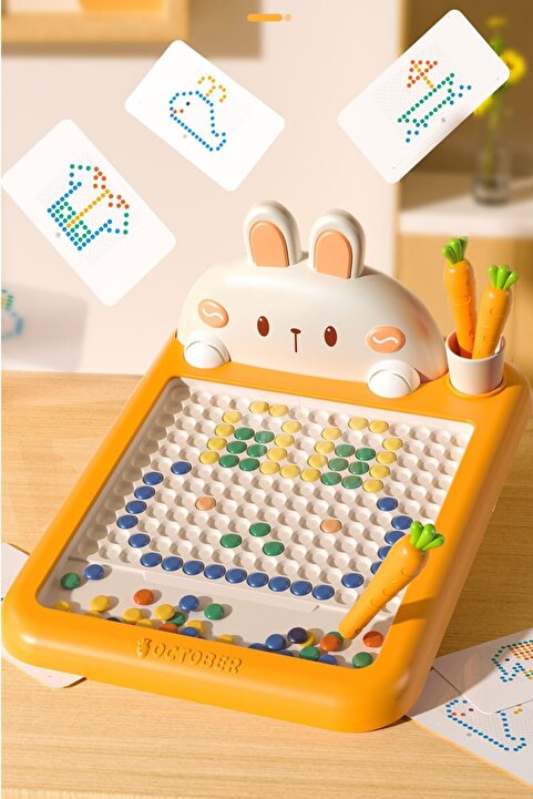 TİNEKE HOME Manyetik Kodlama Oyuncağı Eğitici Oyuncak Boncuk Havuç Kalem Montessori Erken eğitim Tableti Tavşan