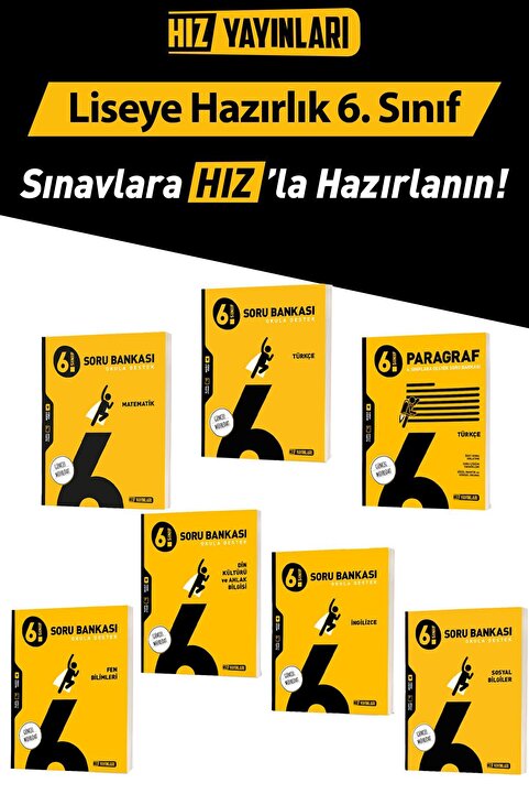 Hız Yayınları 6. Sınıf TÜM DERSLER Soru Bankası Seti Toplam 7 Kaynak 25-26 Sezon Güncel Baskı