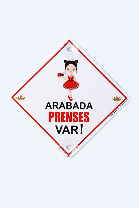 BUTİKPLAKA Dikkat Arabada Bebek Var/15x15 cm 3 mm Ikaz Levhası/ Kırmızı Elbiseli Prenses