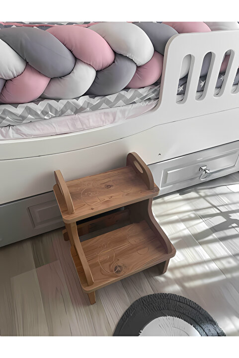 damping Ahşap Basamak Tabure Çocuk Banyo Wc Lavabo Merdiven Yükseltici Eğitici Kaymaz Montessori