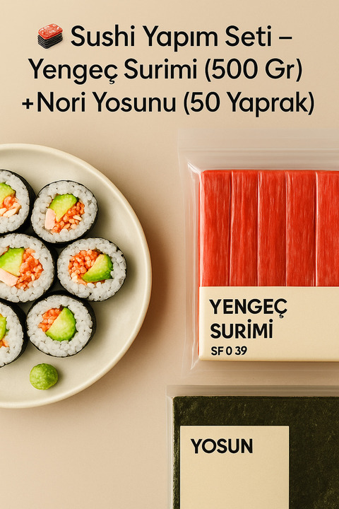 Sopung Kore Market Sushi Seti – Yengeç Surimi 500 Gr + Nori Yosunu 50 Yaprak - Sushi Gimbap Set