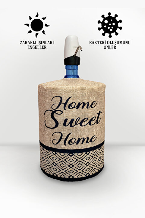 depdekor Dekoratif Damacana Kılıfı Sebil Damacana Örtüsü Home Sweet Home Hasır Desenli Damacana Güneşlik