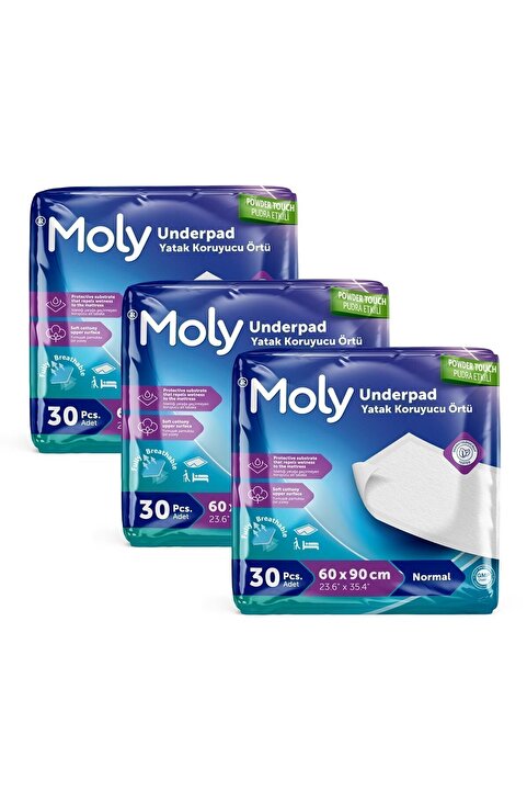 Moly Yatak Koruyucu Örtü 60x90 Cm 30'lu x3 Adet