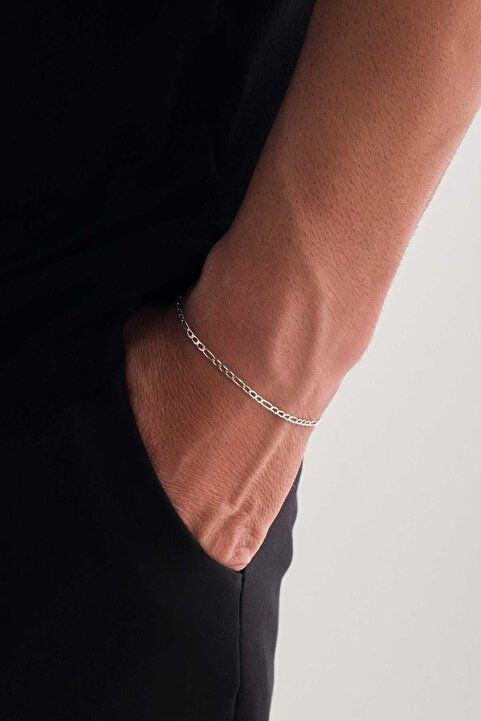 Sterling Silver Aura Gümüş 2mm Figaro Bileklik 925 Ayar Gümüş