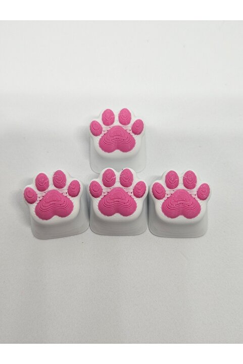 AysbiStudio Pembe Pati Desenli Klavye Tuşu – 4’lü Set, Mekanik Klavye Keycap