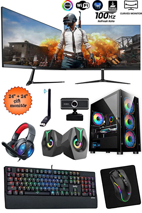 IZOLY Twitch I5-10400f 16gb 512gb M.2 Nvme GTX 1660s 6gb 24"+24" 100hz Oyuncu Oem Seti