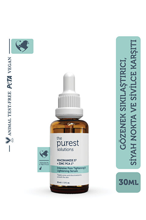 The Purest Solutions Gözenek, Ve Siyah Nokta Karşıtı Niacinamide Serum 30 ML (Niacinamide 5% & Zinc Pca 1%)
