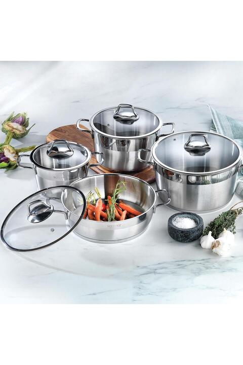 Schafer Vals Çelik Tencere Seti 8 Parça-Inox