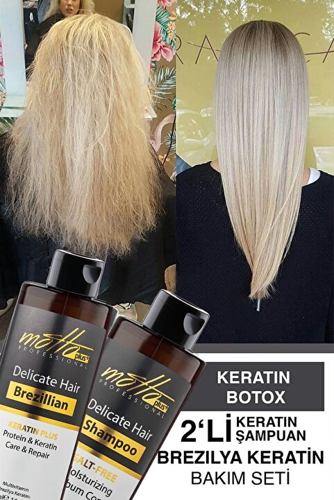 Motto Plus Professional 2'li Brezilya Fönü Şampuan Keratin Saç Düzleştirici Botox Bakım Seti (400ML ŞAMPUAN + 400ML KERATİN)
