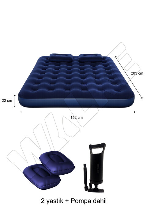 Walke King Çift Kişilik Şişme Yatak Seti (2 Yastık + Pompa Dahil) 203*152*22 CM 2210