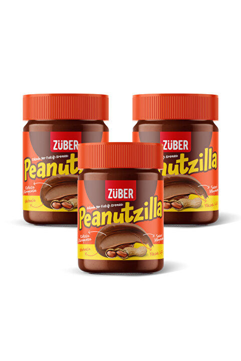 Züber Peanutzilla Kakaolu Yer Fıstığı Kreması 315g x 3 Adet