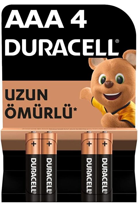 Duracell Alkalin AAA İnce Kalem Piller 4 Adet