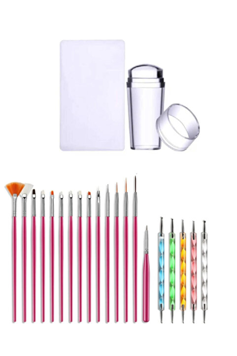 Nail Master 3'lü Desen Verme Tırnak Süsleme Seti Jel Tırnak Nail Art Fırça Seti French Dot Kalemi Stamper