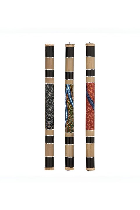 Wolawood Doğal Bambu Kaval Flüt Yağmur Sesi Özel Aborjin Desenli Enstrüman El Yapımı Meditasyon Müzik Terapi