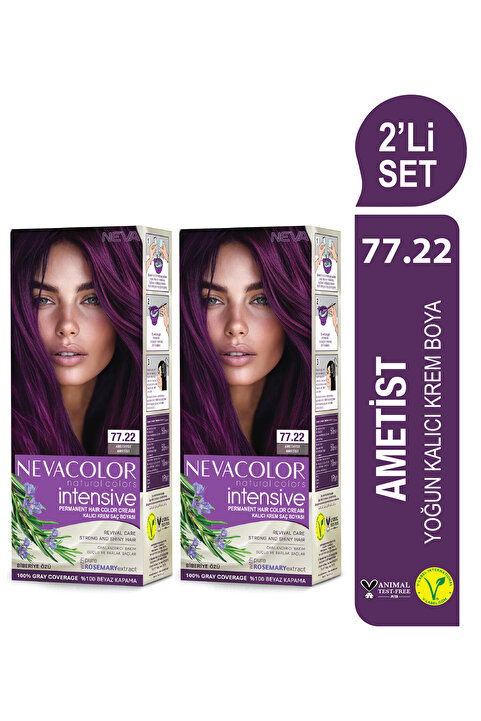 Neva Color INTENSIVE 2'Lİ SET 77.22 AMETİST Kalıcı Krem Saç Boyası Seti