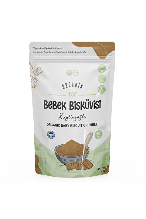 OG natural Organik Toz Bebek Bisküvisi 240 Gr +6 Ay.