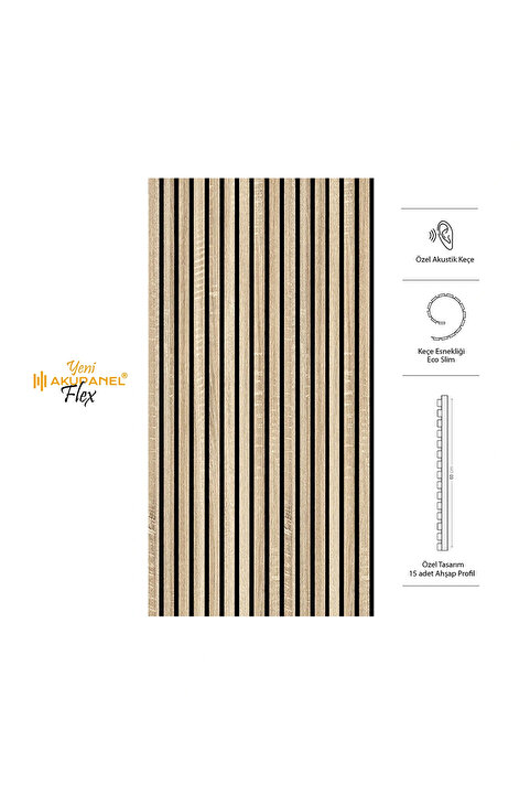 Akupanel 60x120 Cm Flex Meşe Dekoratif Akustik Ahşap Duvar Paneli