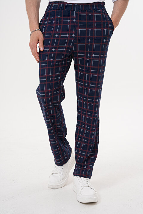 Pijamasoft Pamuklu Cepli Ekose Baskılı Beli Lastikli Şık Ve Rahat Erkek Pijama Altı
