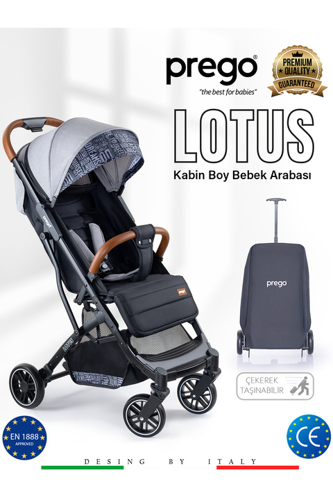Prego Lotus Tek Elle Katlanabilir Kabin Boy Bebek Arabası Yağmurluk Hediyeli