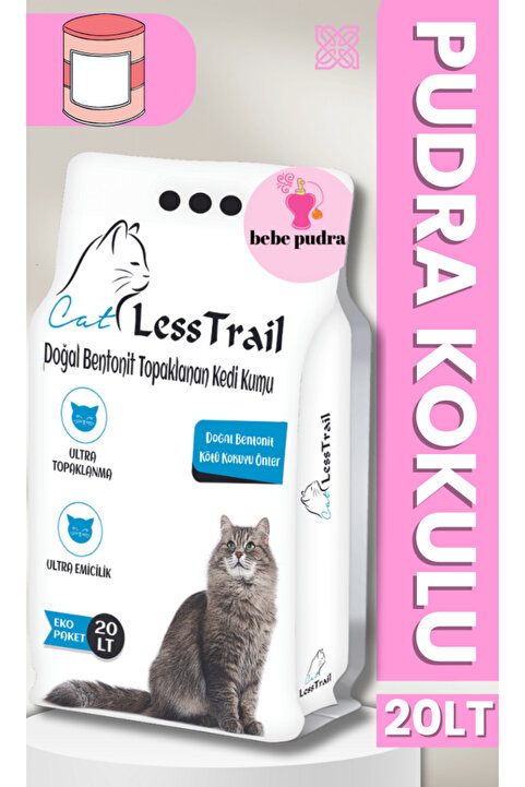 Less Trail Trail 20 Lt Ince Tane Pudra Kokulu Beyaz Bentonit Kedi Kumu