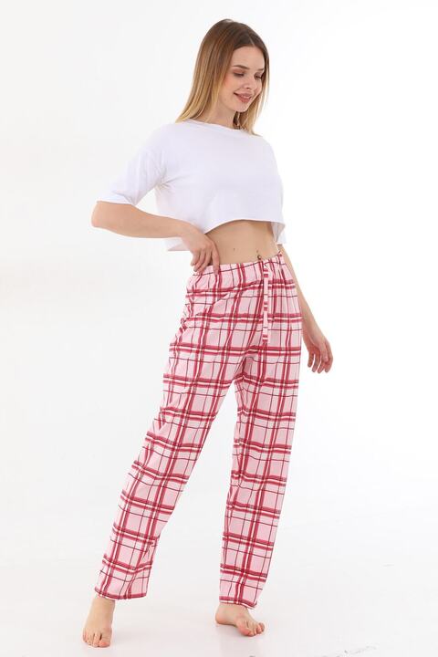 Arvin Pijama Ekose Baskılı Pamuklu Unisex Relaxed Kalıp Pijama