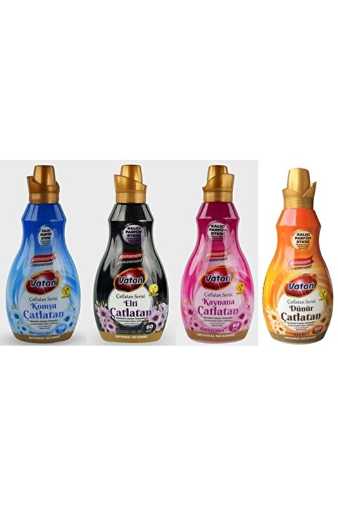 Vatan KONSANTRE ÇAMAŞIR YUMUŞATICI KOMŞU- ELTİ - KAYNANA - DÜNÜR ÇATLATAN 1440 ML X 4 LÜ SET