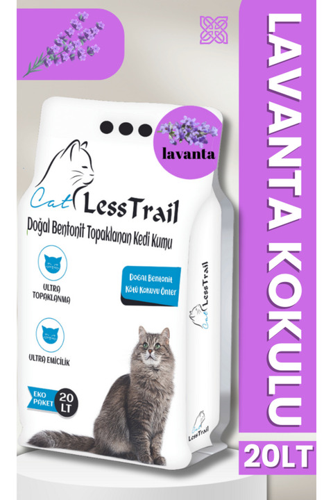 Less Trail Trail 20 Lt Ince Tane Lavanta Kokulu Beyaz Bentonit Kedi Kumu