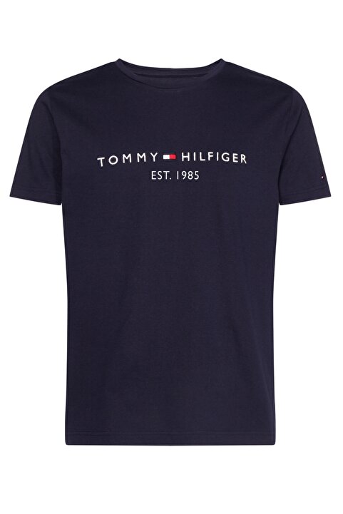 Tommy Hilfiger Erkek Marka Logolu Gündelik Kullanıma Uygun Organik Pamuklu Lacivert T-Shirt MW0MW114