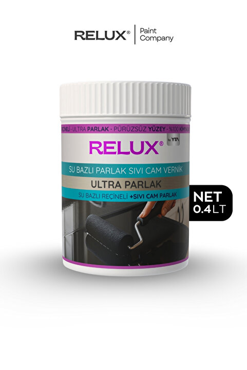 Relux Paint Su Bazlı Ultra Parlak Sıvı Cam Vernik – Şeffaf, Tek Bileşen, Fayans, Mermer, Ahşap, Mobilya