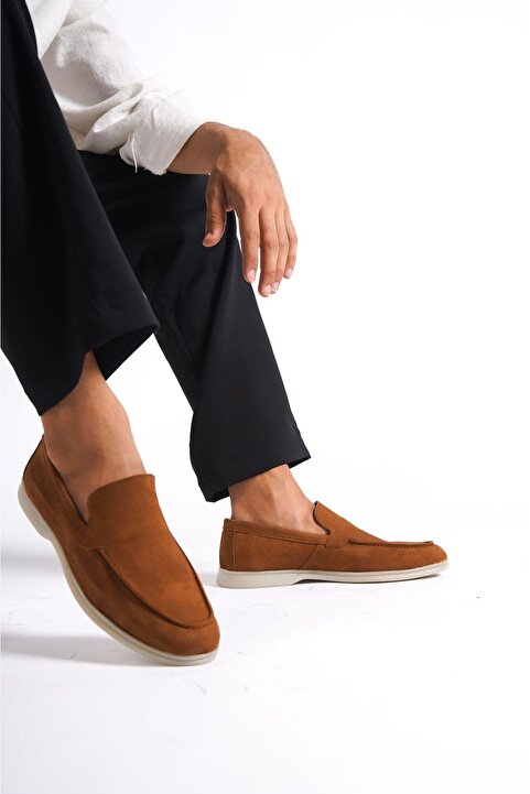 Mubiano Hakiki Deri -MBKRY22103TB Taba Nubuk Erkek Loafer