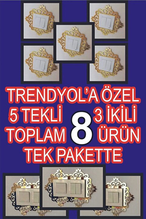 hediyesepetin Pleksi Priz Çerçevesi 8li Set