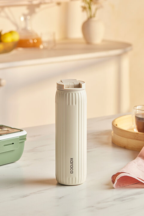 Karaca Rimo Sızdırmaz Çelik Termos 600 ml Krem