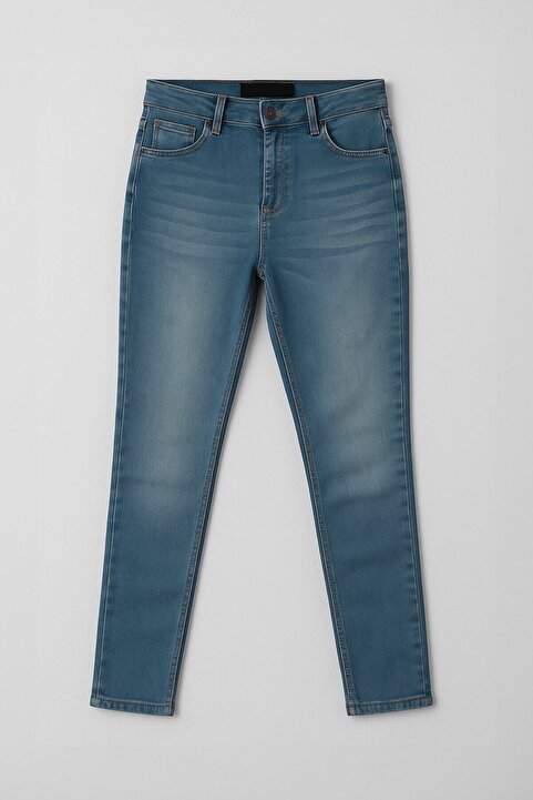 Bluewhite Kadın Yüksek Bel Mavi Skinny Jean Pantolon