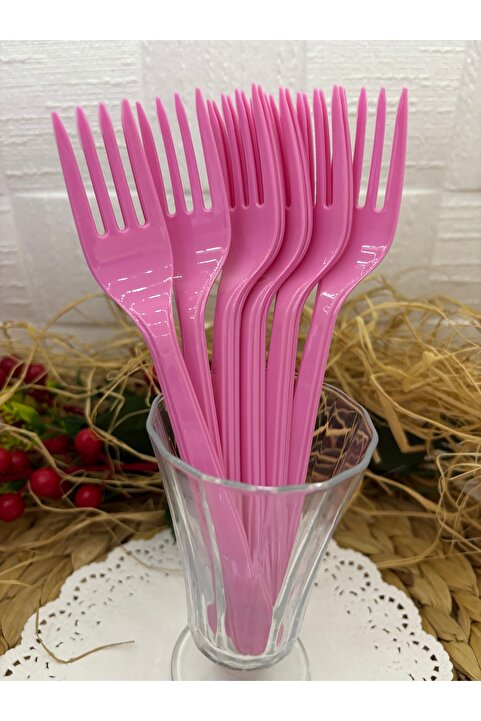 Deniz Party Store Pembe Plastik Kullan At Çatal 25 Li Paket