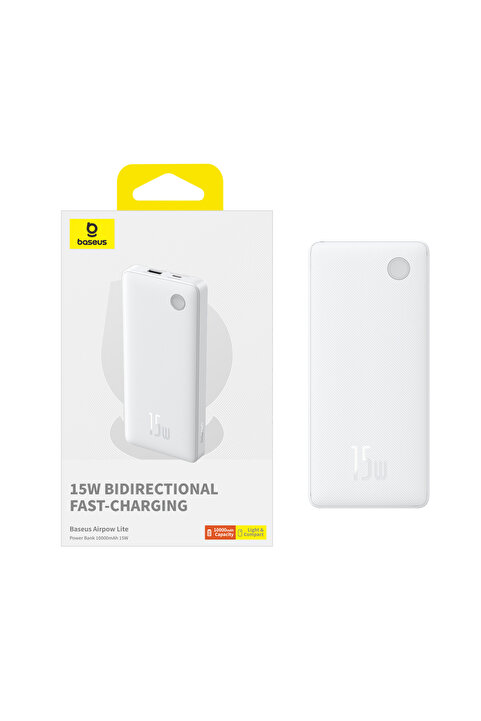 Baseus Airpow Lite Power 10.000mAh 15W Powerbank - Beyaz