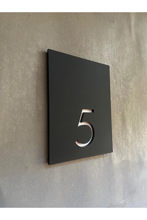 Yönline Siyah Mat Kapı Numarası Apartman, Otel, Apart Kendinden Yapışkanlı Uzun Ömürlü 12x8 Cm