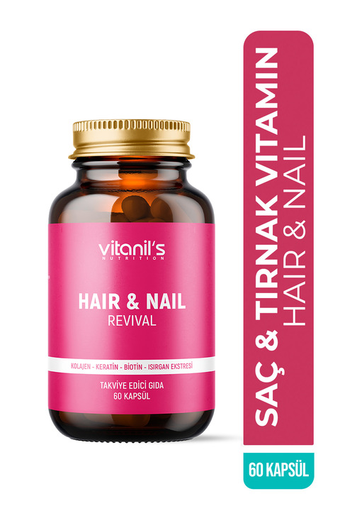 Vitanil's Nutrition Hair & Nail (Saç & Tırnak Vitamini Kolajen, Keratin, Biotin, Isırgan Eks, Atkuyruğu Eks) 60 Kapsül