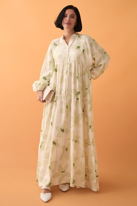 InStyle Kardelen Çiçeği Mint Yeşili Mango Elbise