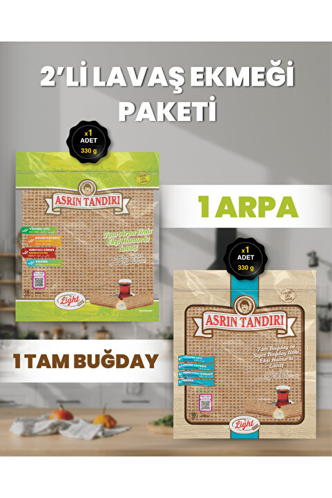 Asrın Tandırı 2'Lİ PAKET (1 Paket Ekşi Hamurlu Tam Buğday-Siyezli Lavaş - 1 Paket Ekşi Hamurlu Arpa Lavaş Ekmeği)