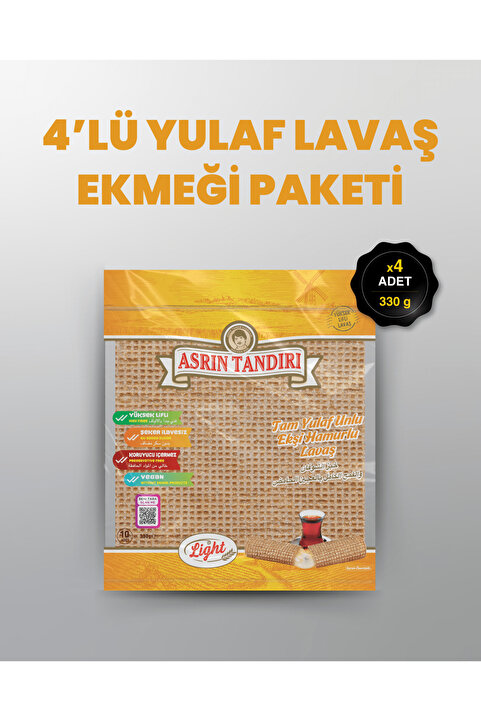 Asrın Tandırı 4'LÜ PAKET ( 4 Paket Paket Ekşi Hamurlu Yulaflı Lavaş Tandır Ekmeği (diyabetik Ekmek) 330 Gr.