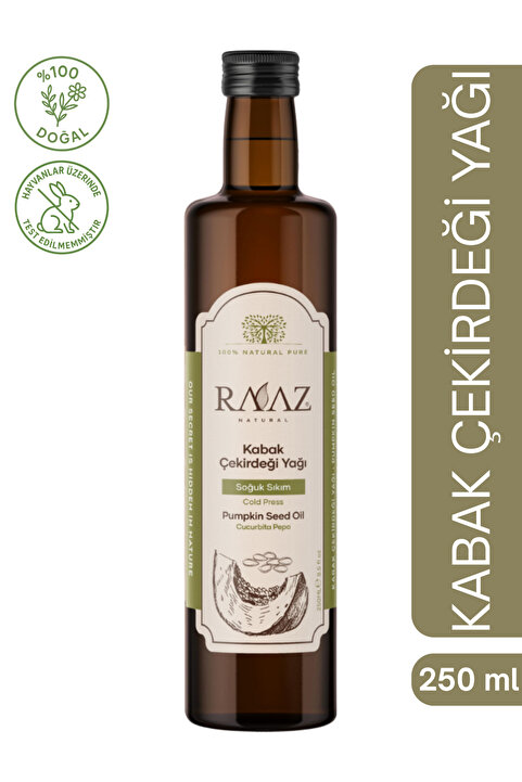 RAAZ Kabak Çekirdeği Yağı 250 ml %100 Saf, Doğal Ve Soğuk Sıkım